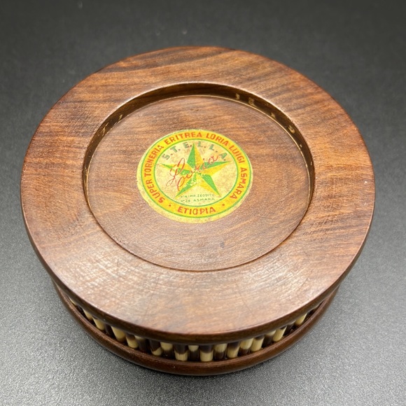 VTG African Olive Wood & Porcupine Quills Ashtray 3.5 in diameter - Picture 5 of 5